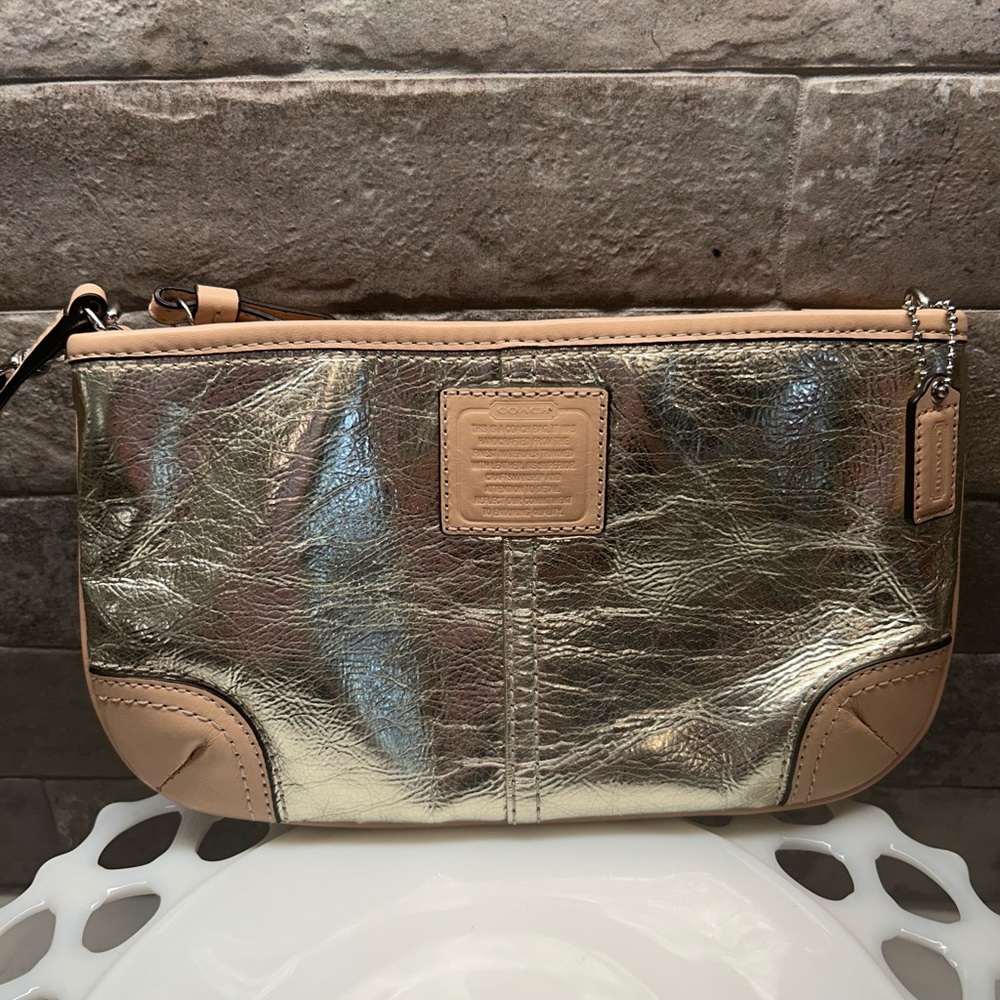 Gold Metallic Coach Clutch